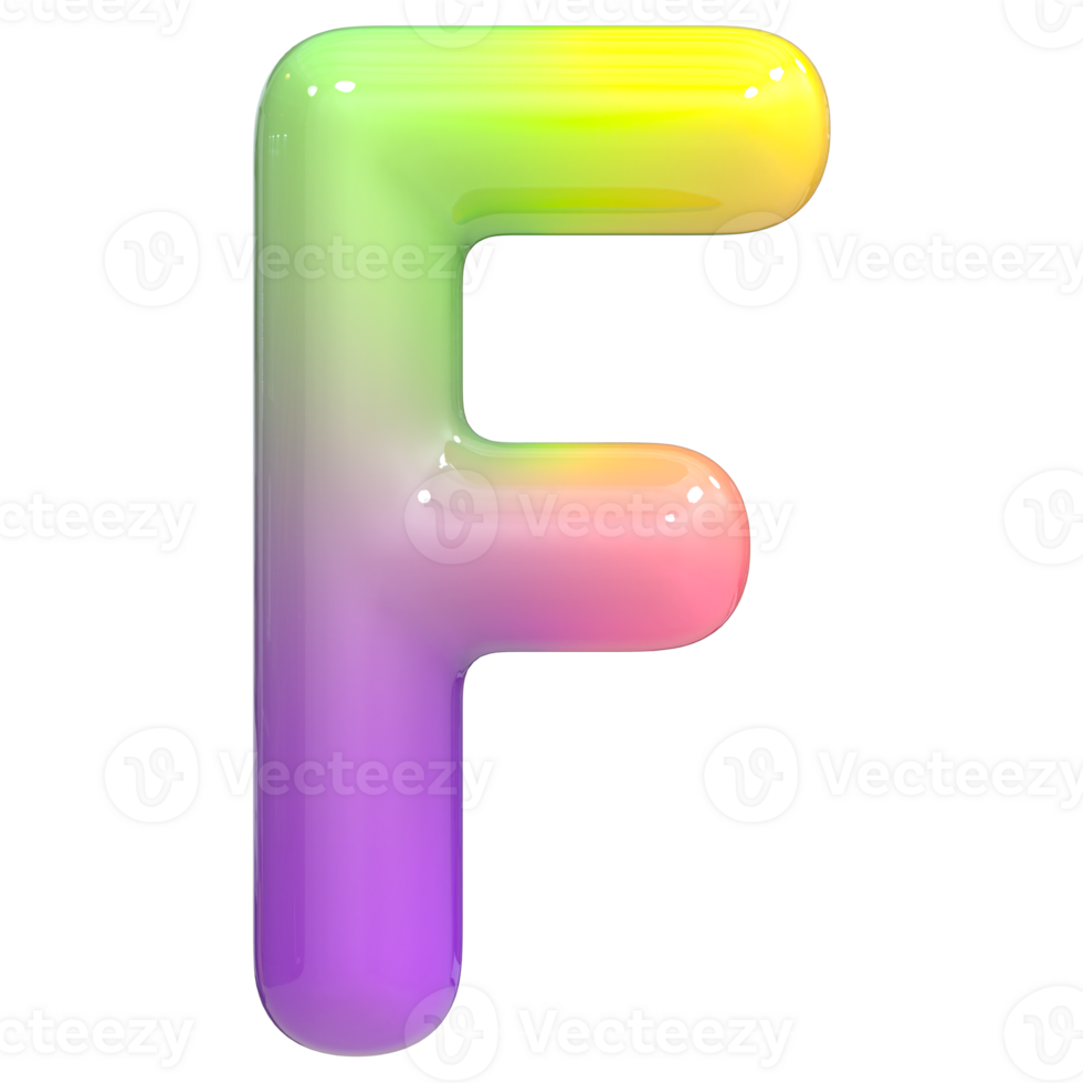 Font F 3D Rendering, Color Gradient png
