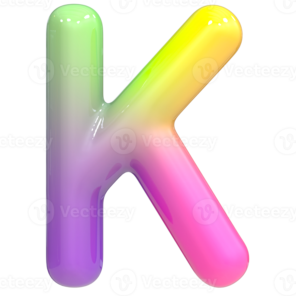 Font K 3D Rendering, Color Gradient png