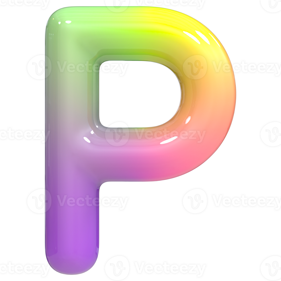 Font P 3D Rendering, Color Gradient png