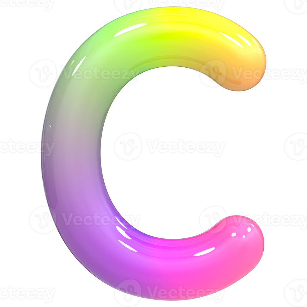 Font C 3D Rendering, Color Gradient png