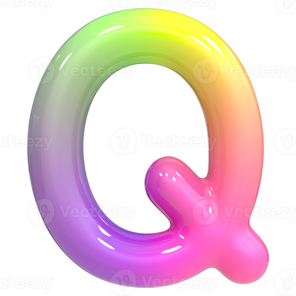 Font Q 3D Rendering, Color Gradient png