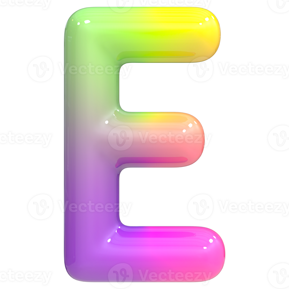 Font E 3D Rendering, Color Gradient png