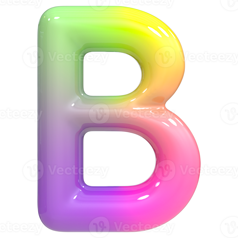 Font B 3D Rendering, Color Gradient png
