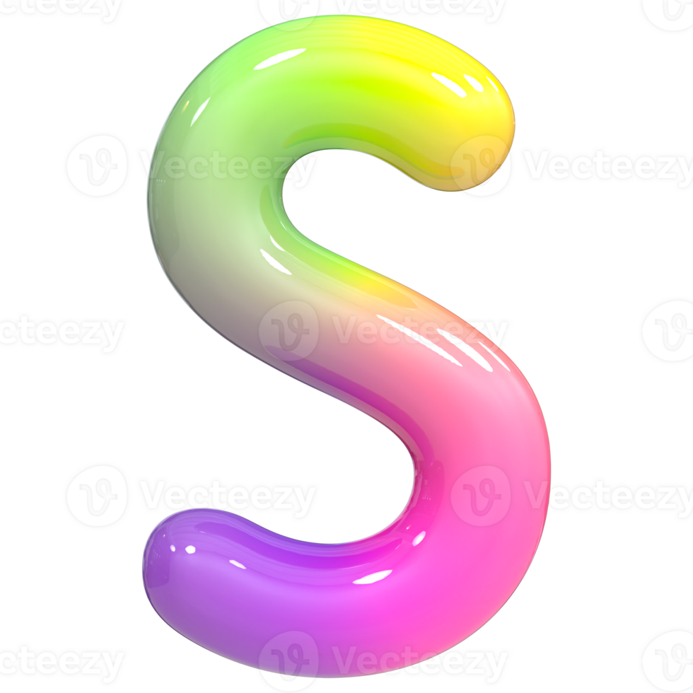 Font S 3D Rendering, Color Gradient png