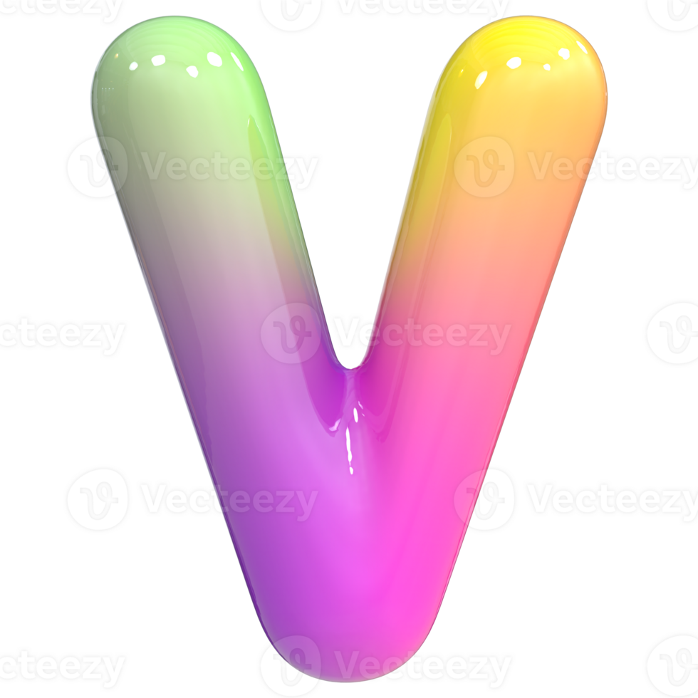 Font v 3D, Color Gradient png
