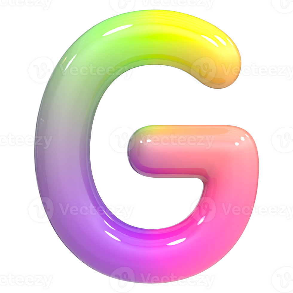 Font G 3D Rendering, Color Gradient png