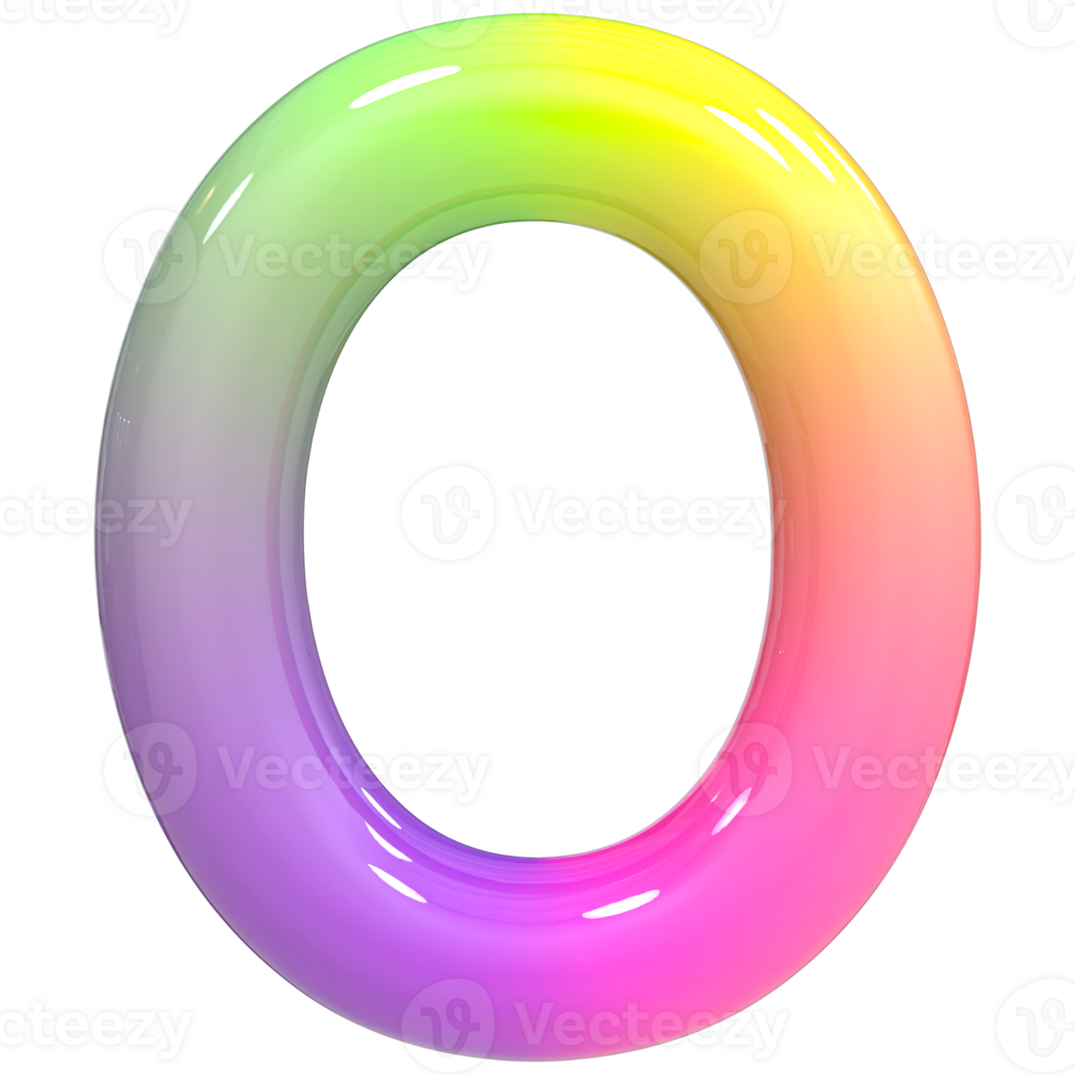 Font O 3D Rendering, Color Gradient png