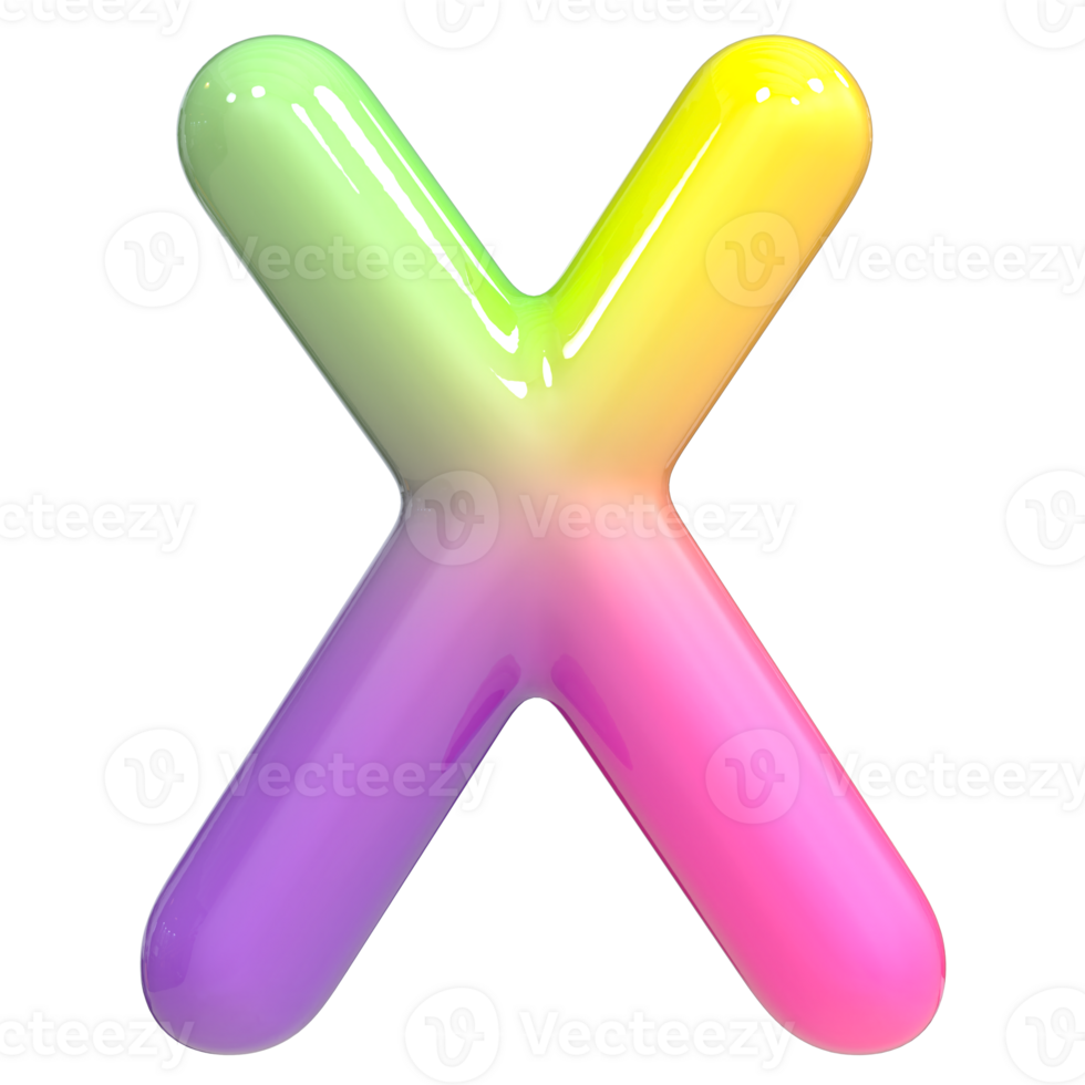 Font X 3D Rendering, Color Gradient png