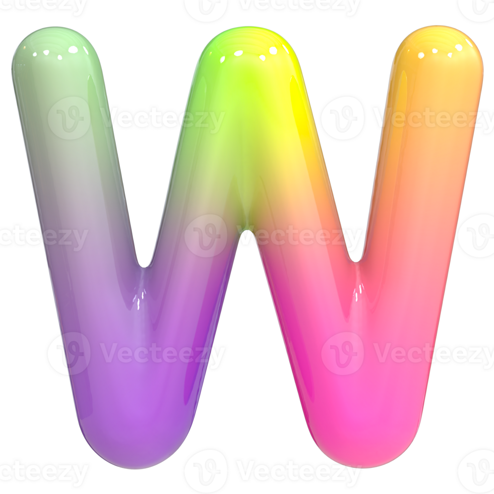 Font W 3D Rendering, Color Gradient png