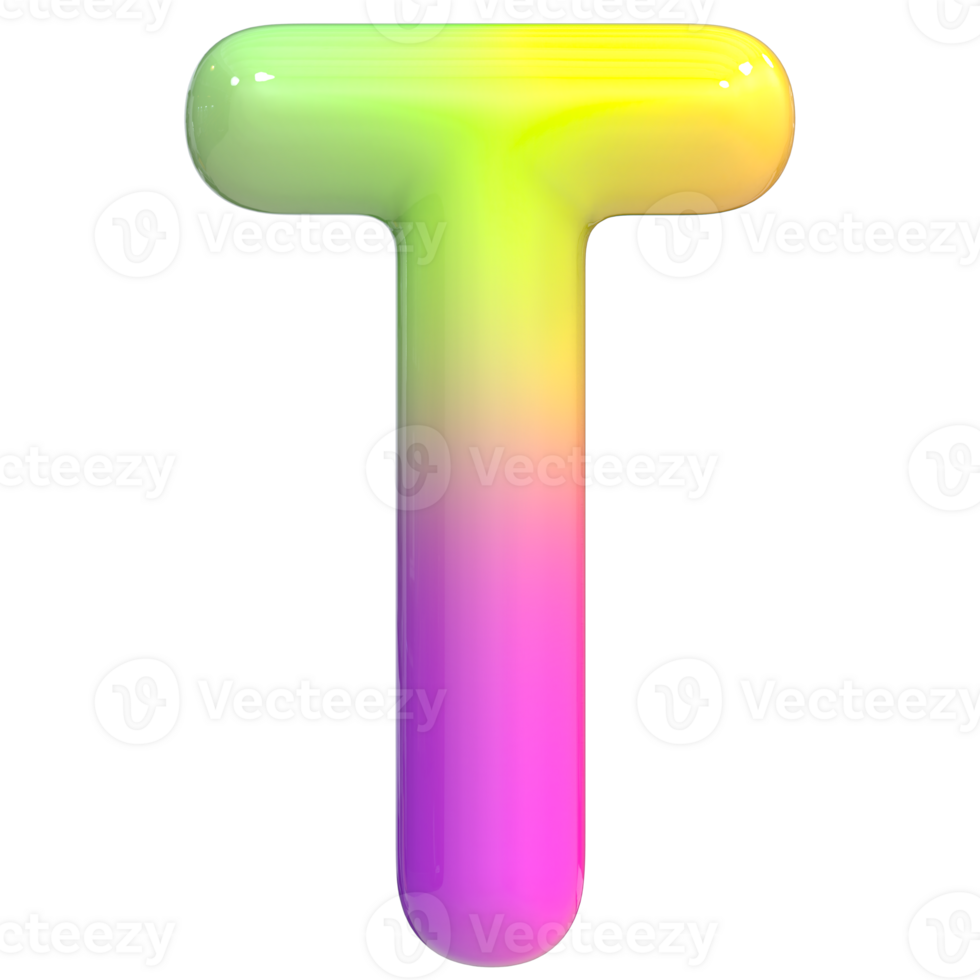Font T 3D Rendering, Color Gradient png
