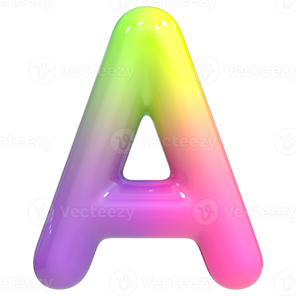 Font A 3D Rendering, Color Gradient png