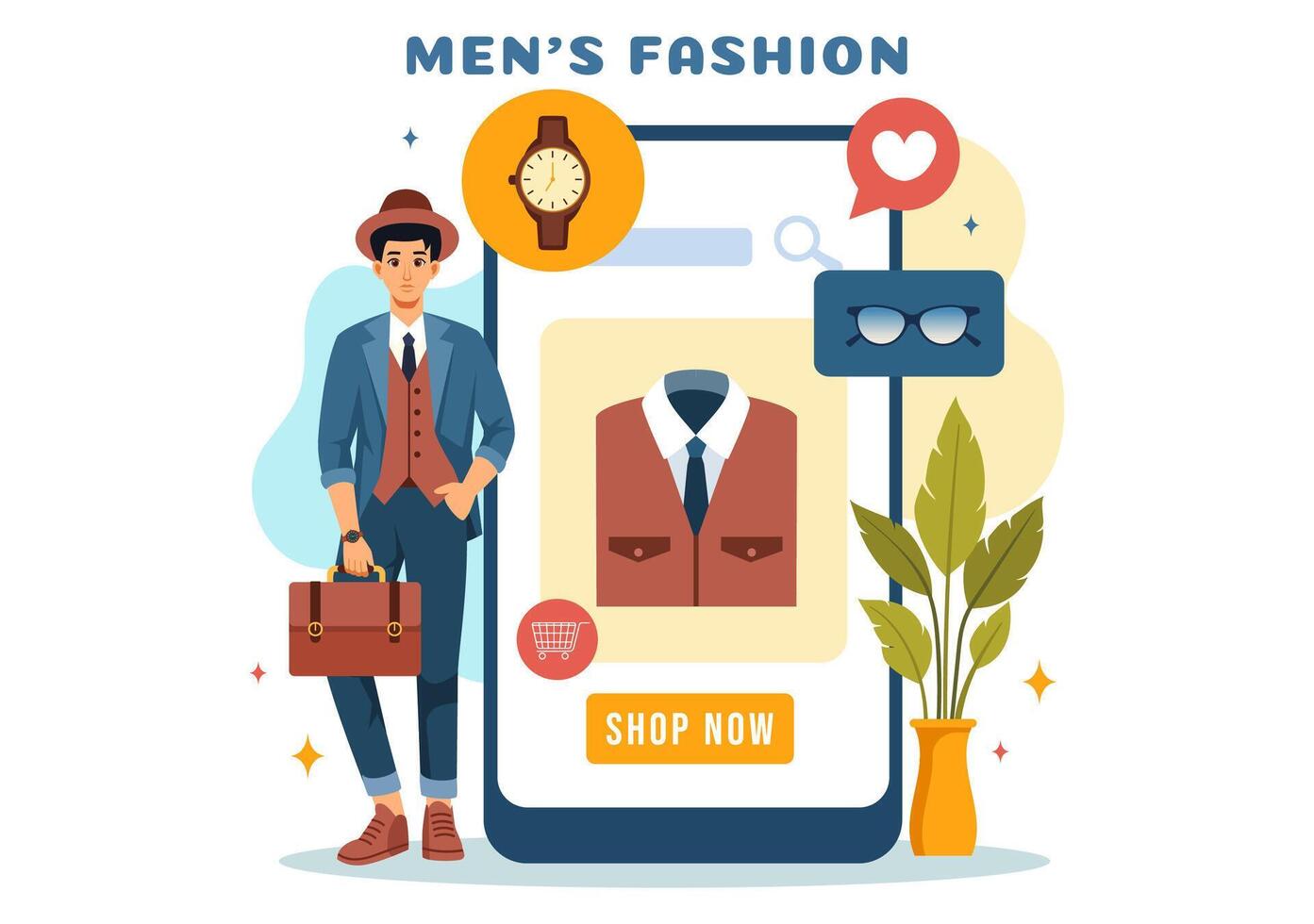 Men's Fashion Show Illustration featuring Male Models Displaying Clothes on the Runway in Modern Trendy Outfits in a Flat Cartoon Background vector