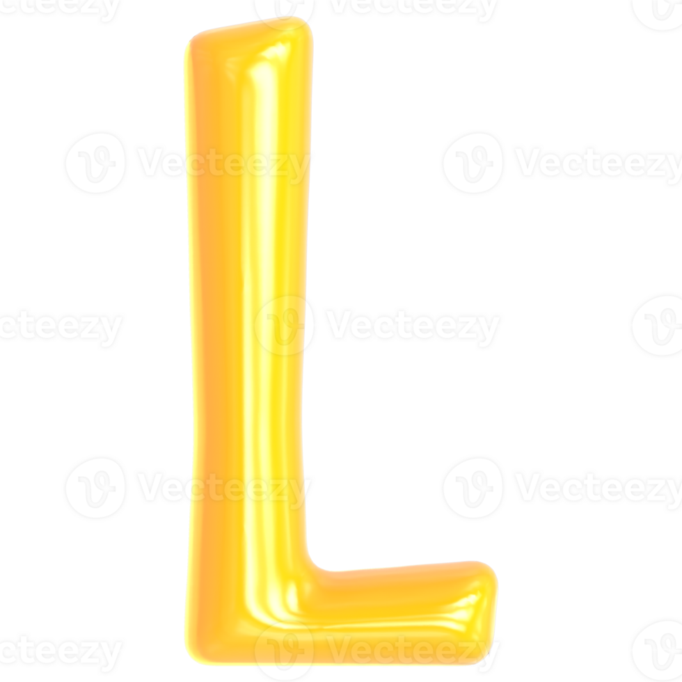 Gold Font L 3D Render png