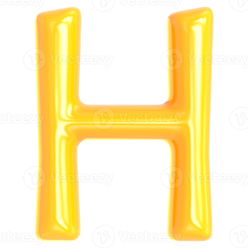 Gold Font H 3D Render png