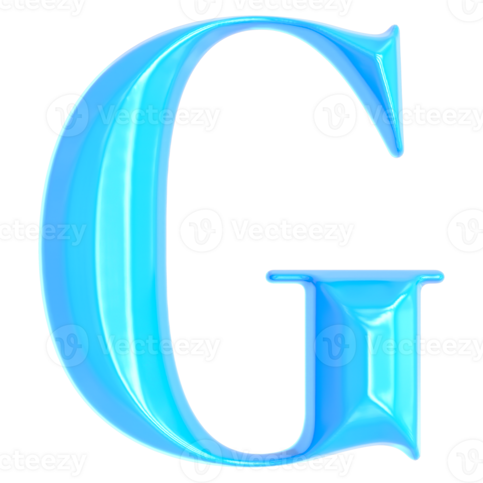 Blue Font G 3D Render png