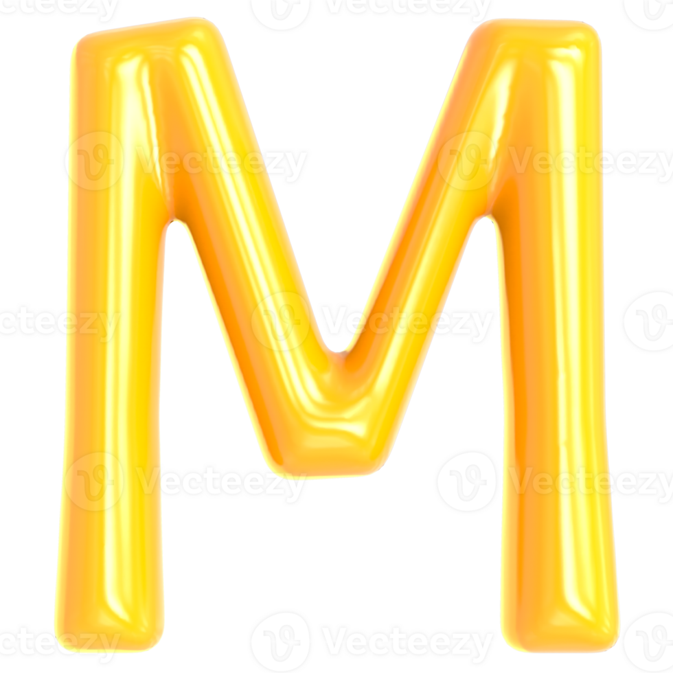 Gold Font M 3D Render png