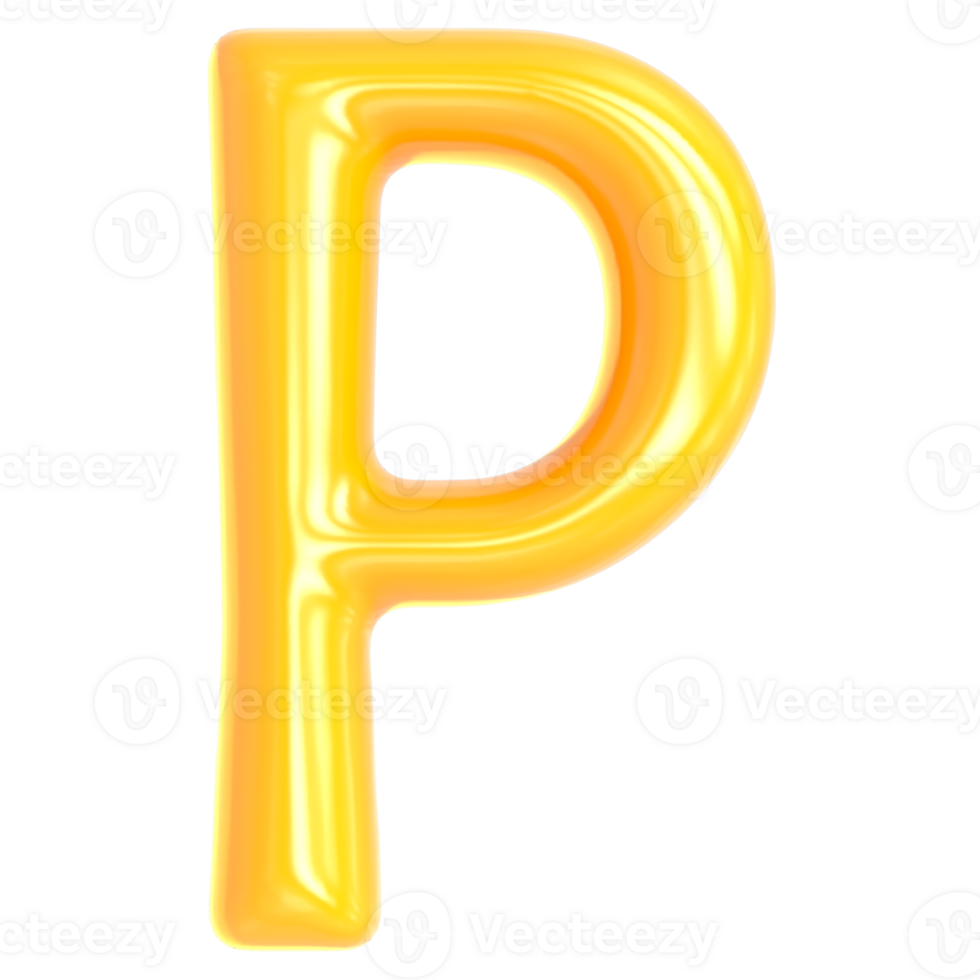 Gold Font P 3D Render png