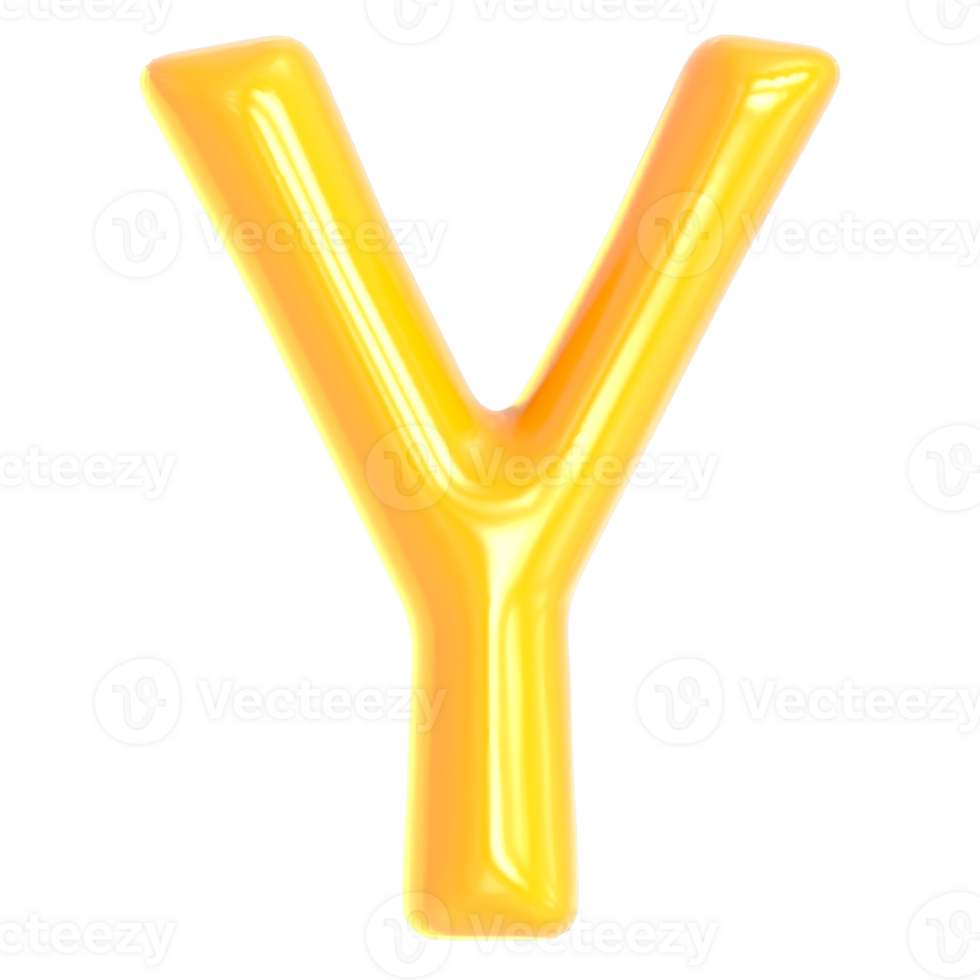 Gold Font Y 3D Render png
