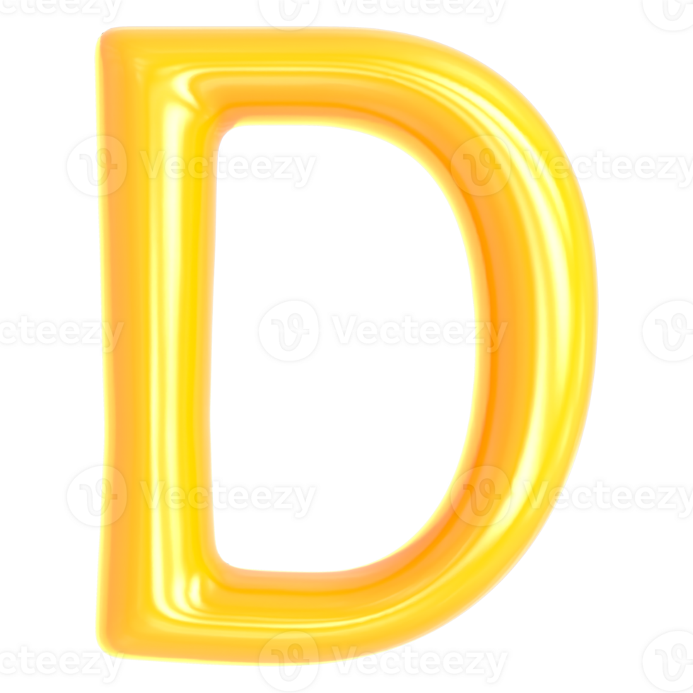 Gold Font D 3D Render png