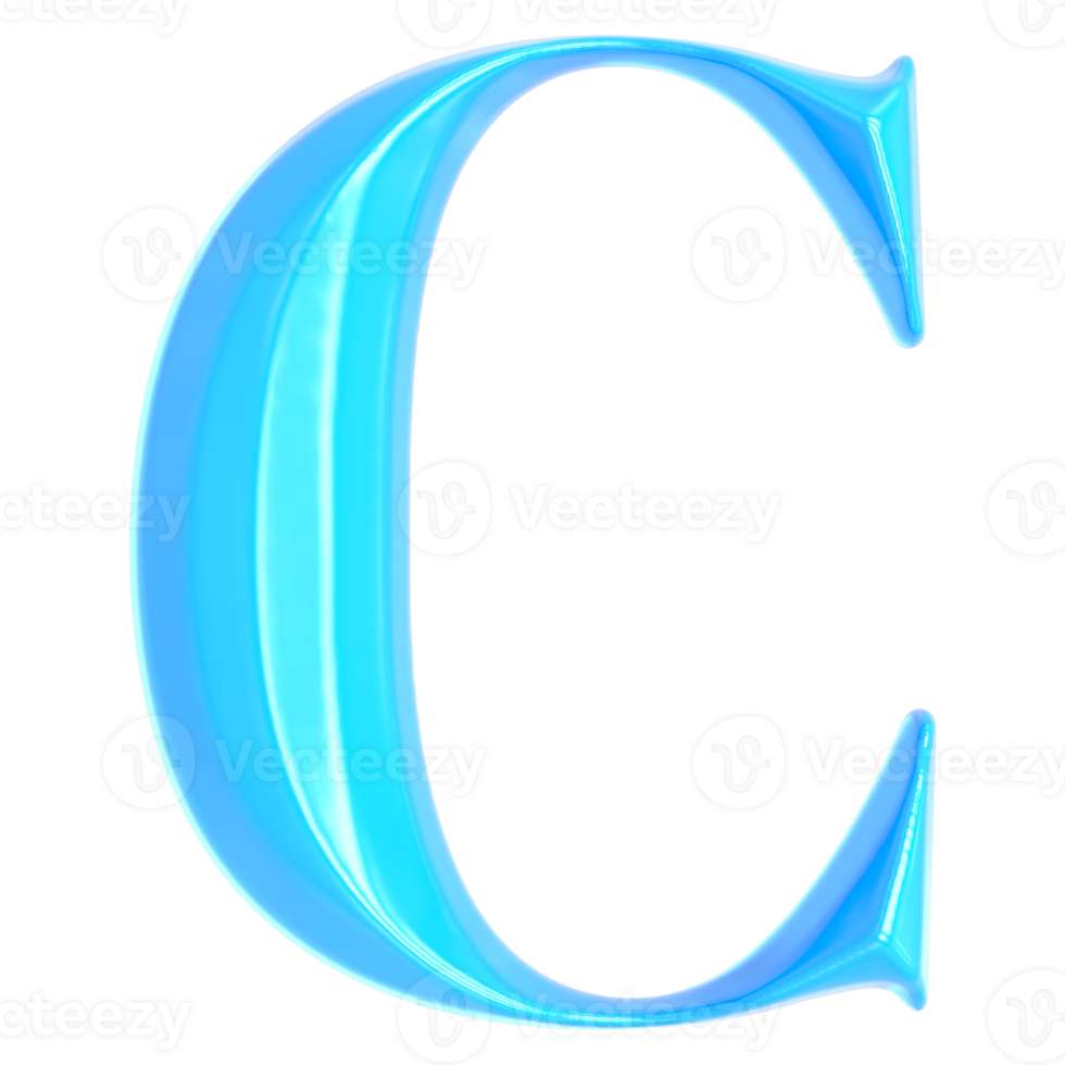 Blue Font C 3D Render png