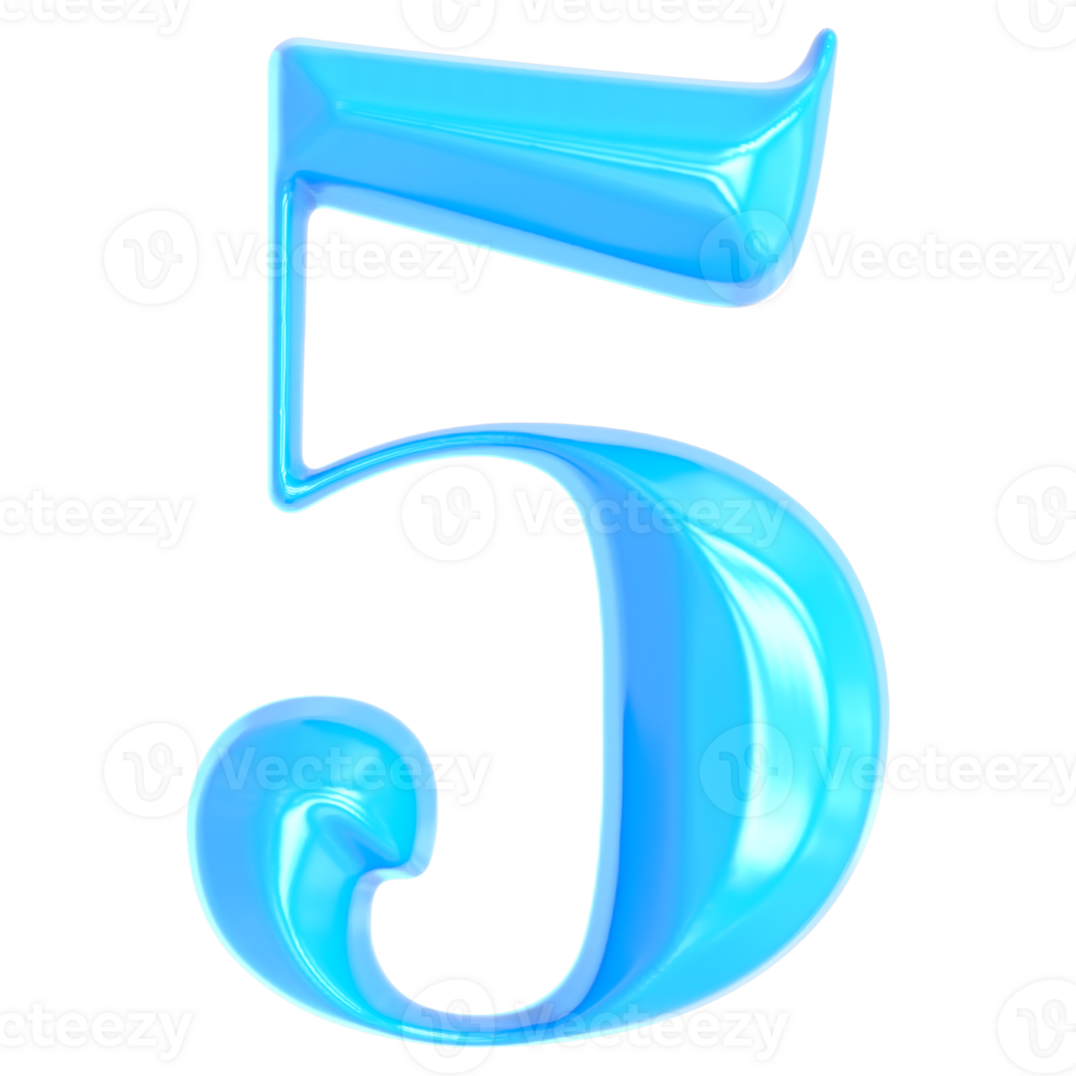 Blue Number 5 3D Render png