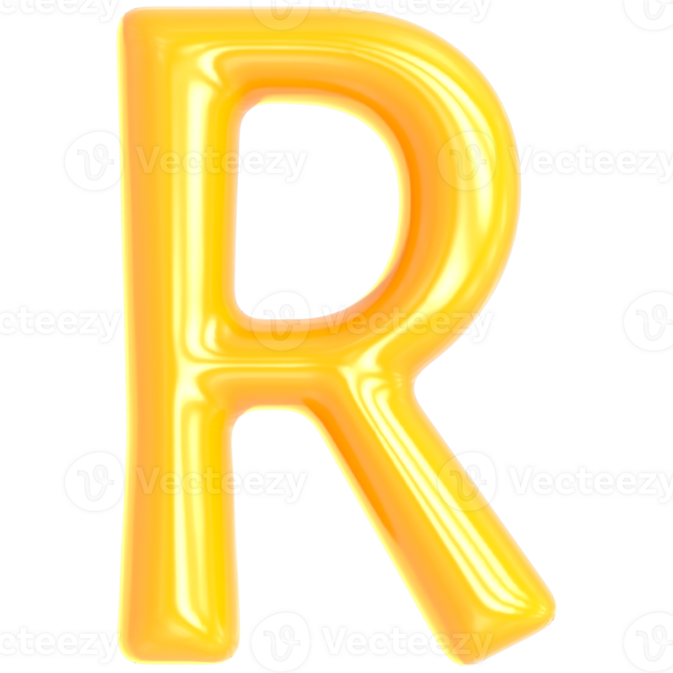 Gold Font R 3D Render png