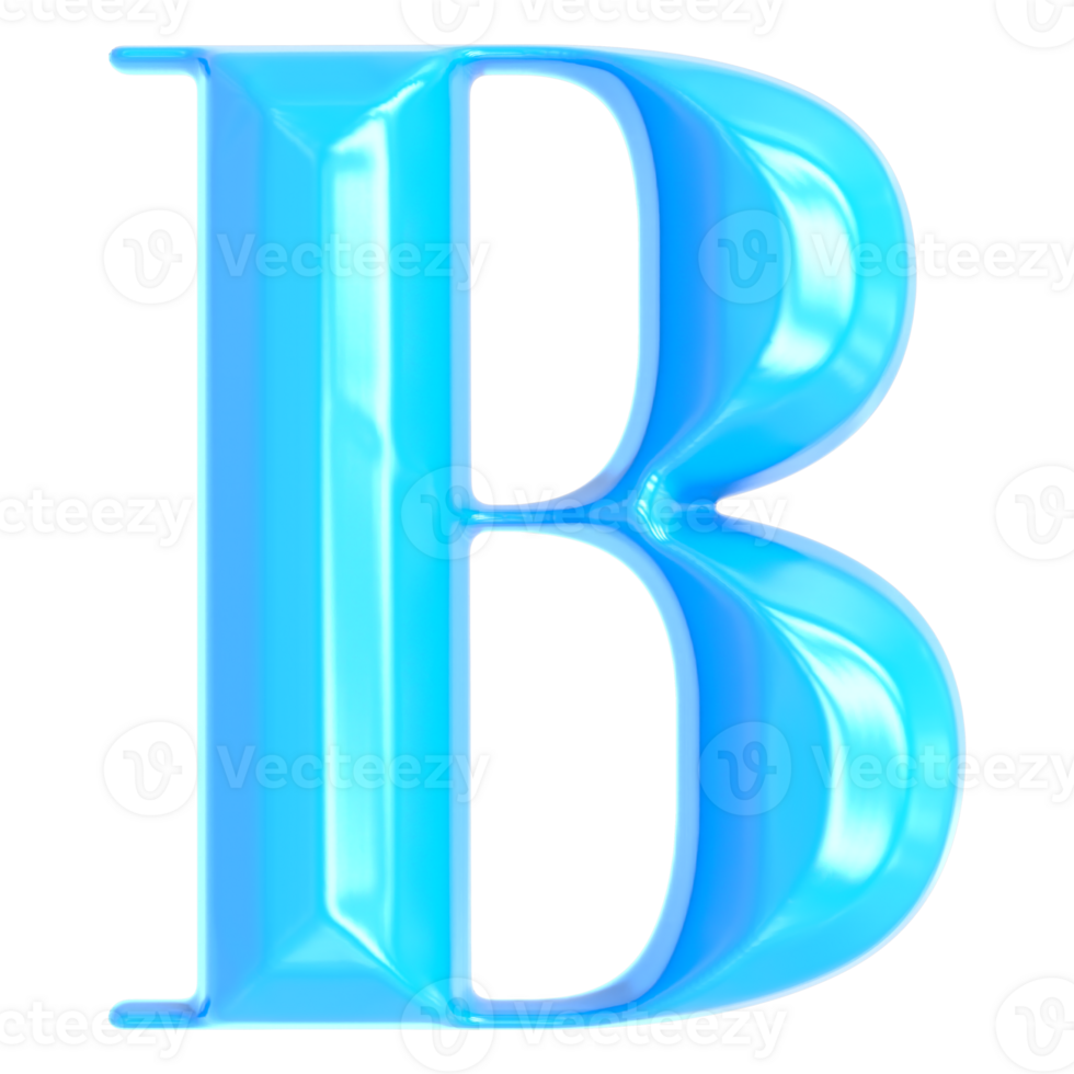 Blue Font B 3D Render png