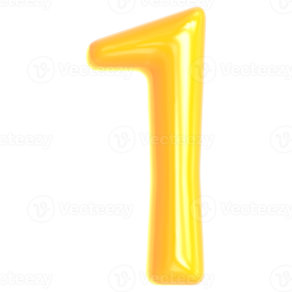 Gold Number 1 3D Render png
