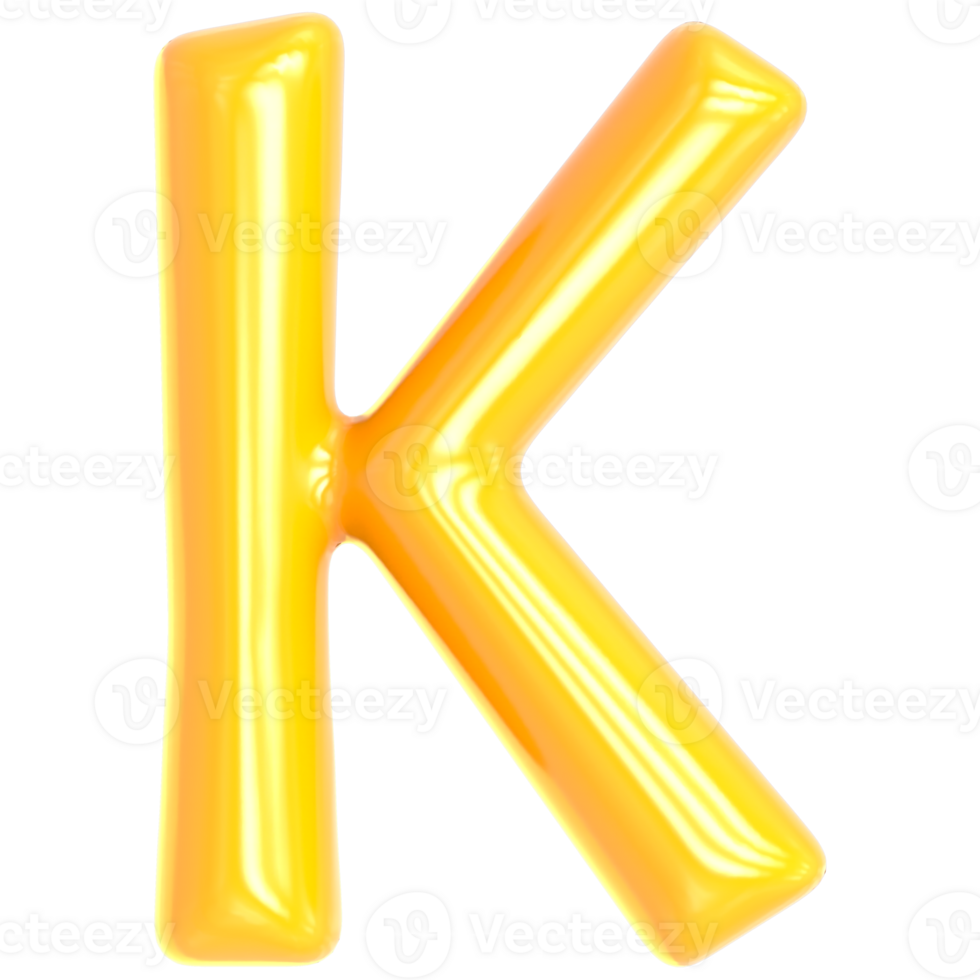 Gold Font K 3D Render png
