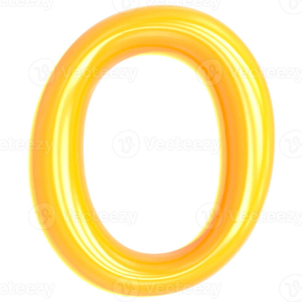 Gold Font O 3D Render png