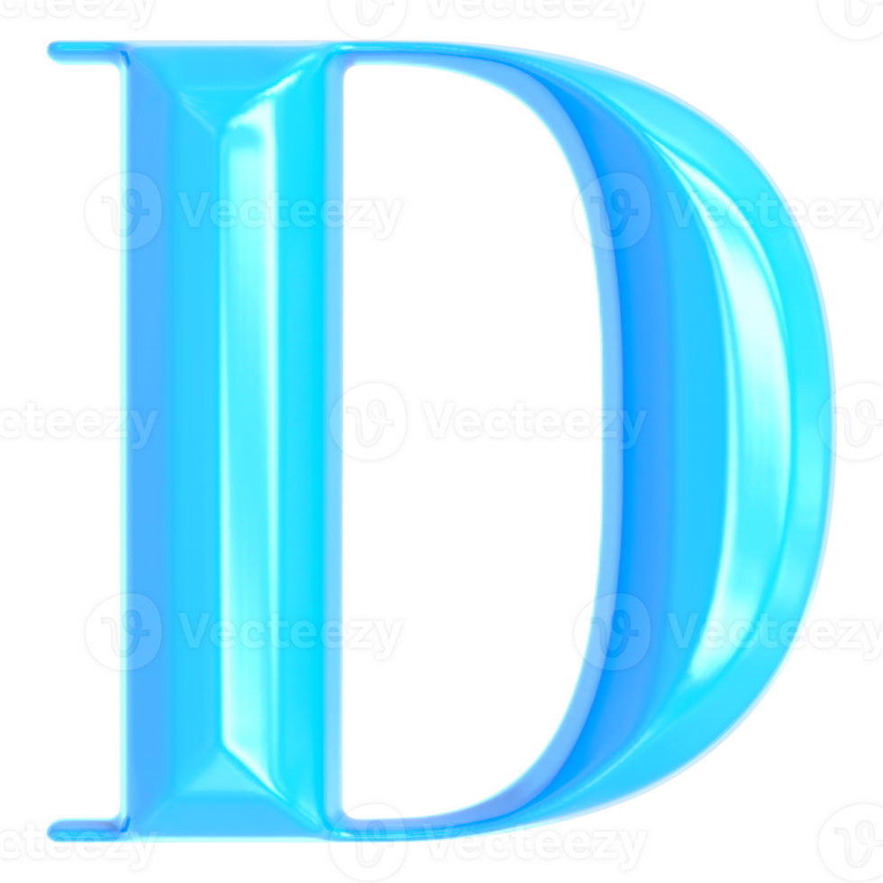 Blue Font D 3D Render png