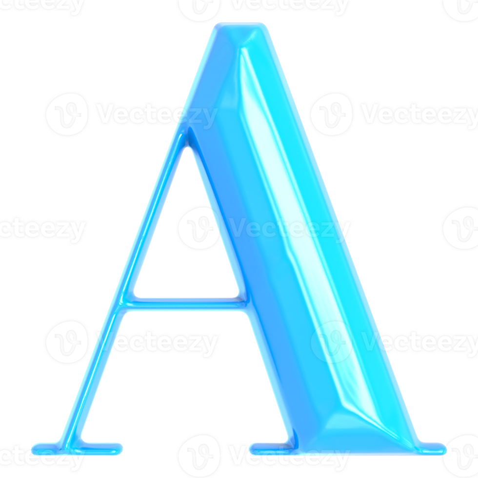 Blue Font A 3D Render png