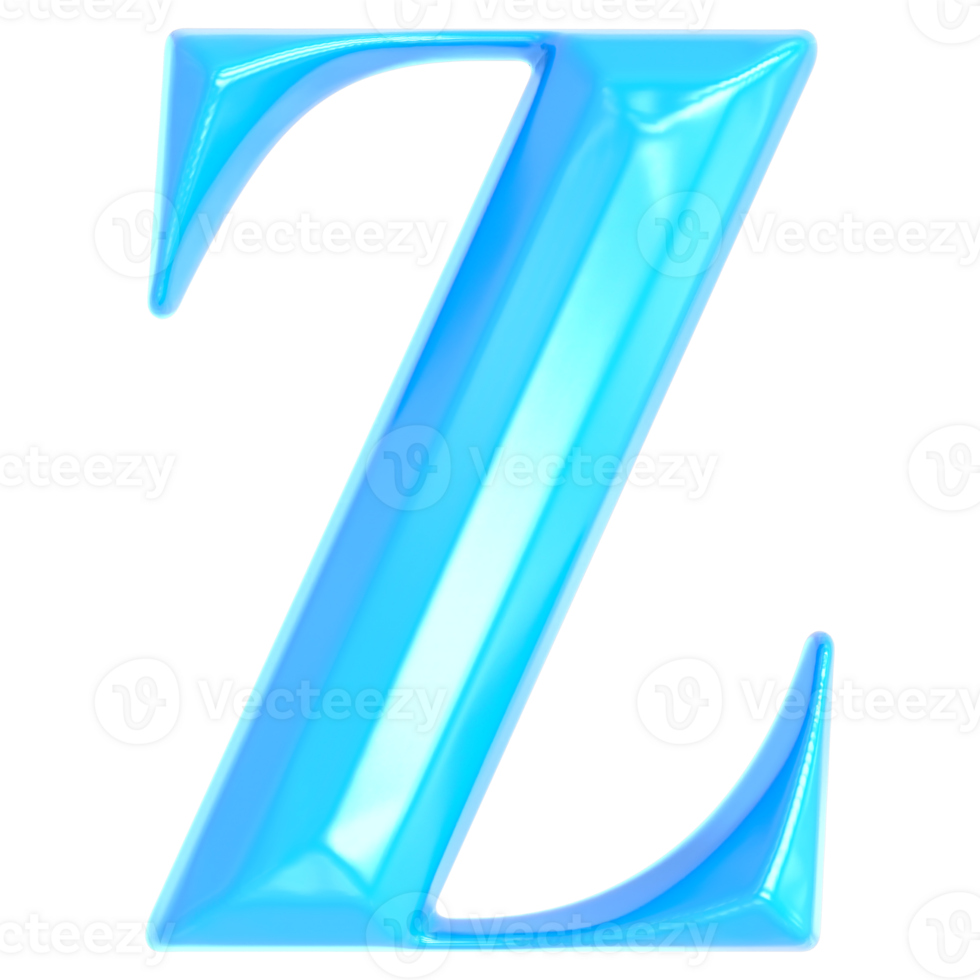 Blue Font Z 3D Render png