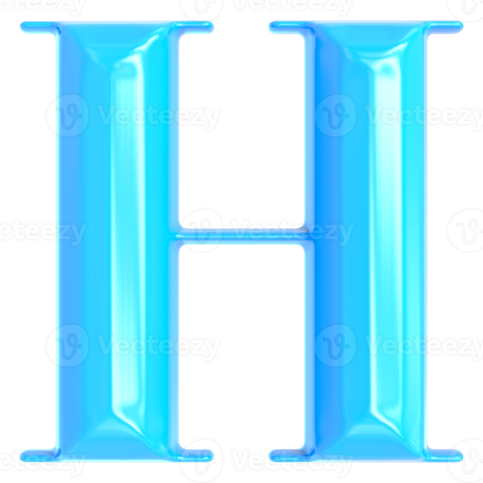 Blue Font H 3D Render png