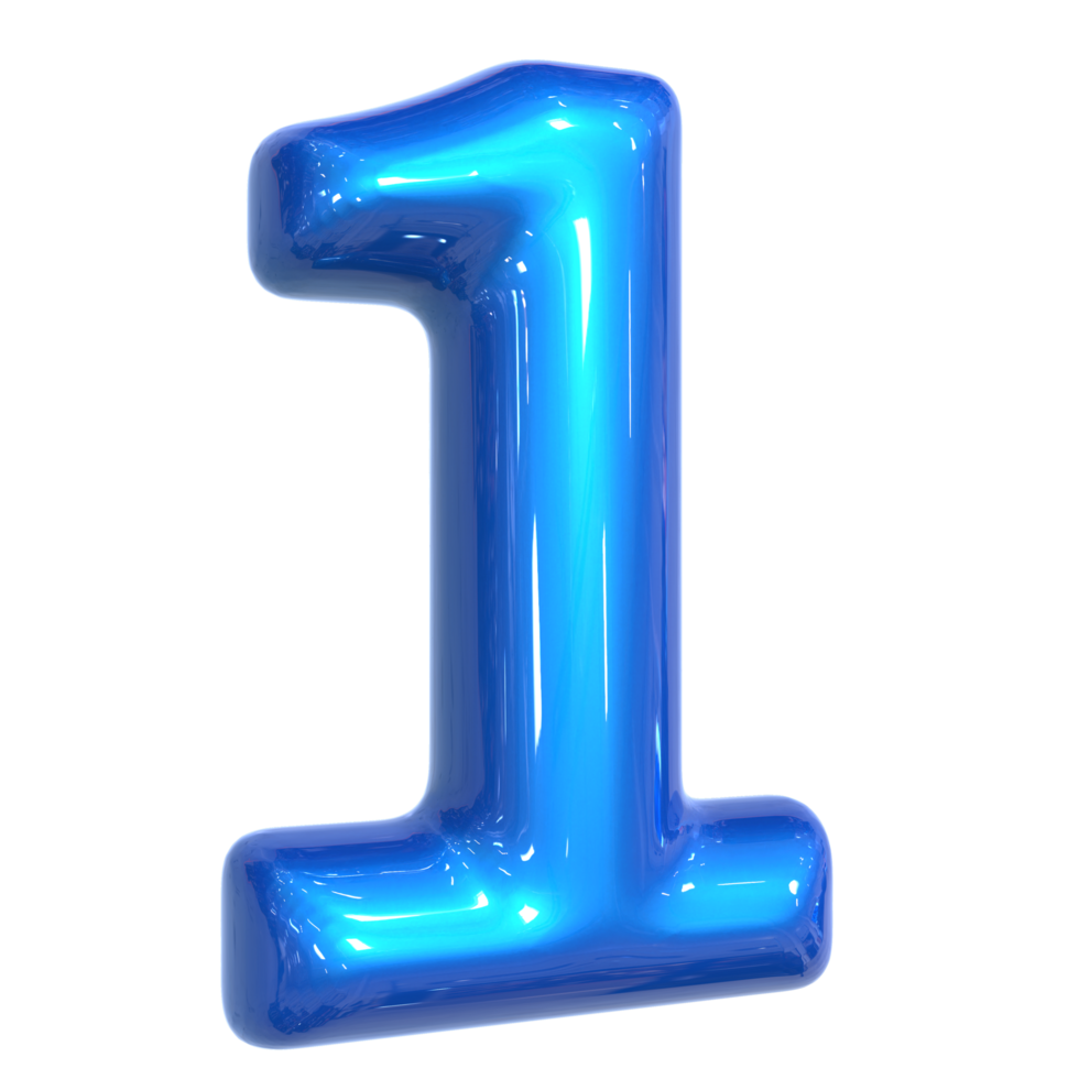 blue number one on transparent background png