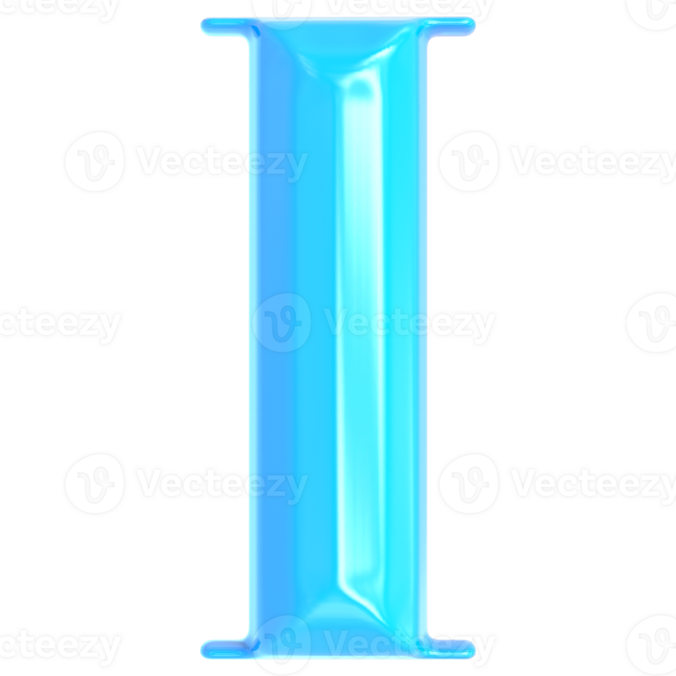 Blue Font I 3D Render png