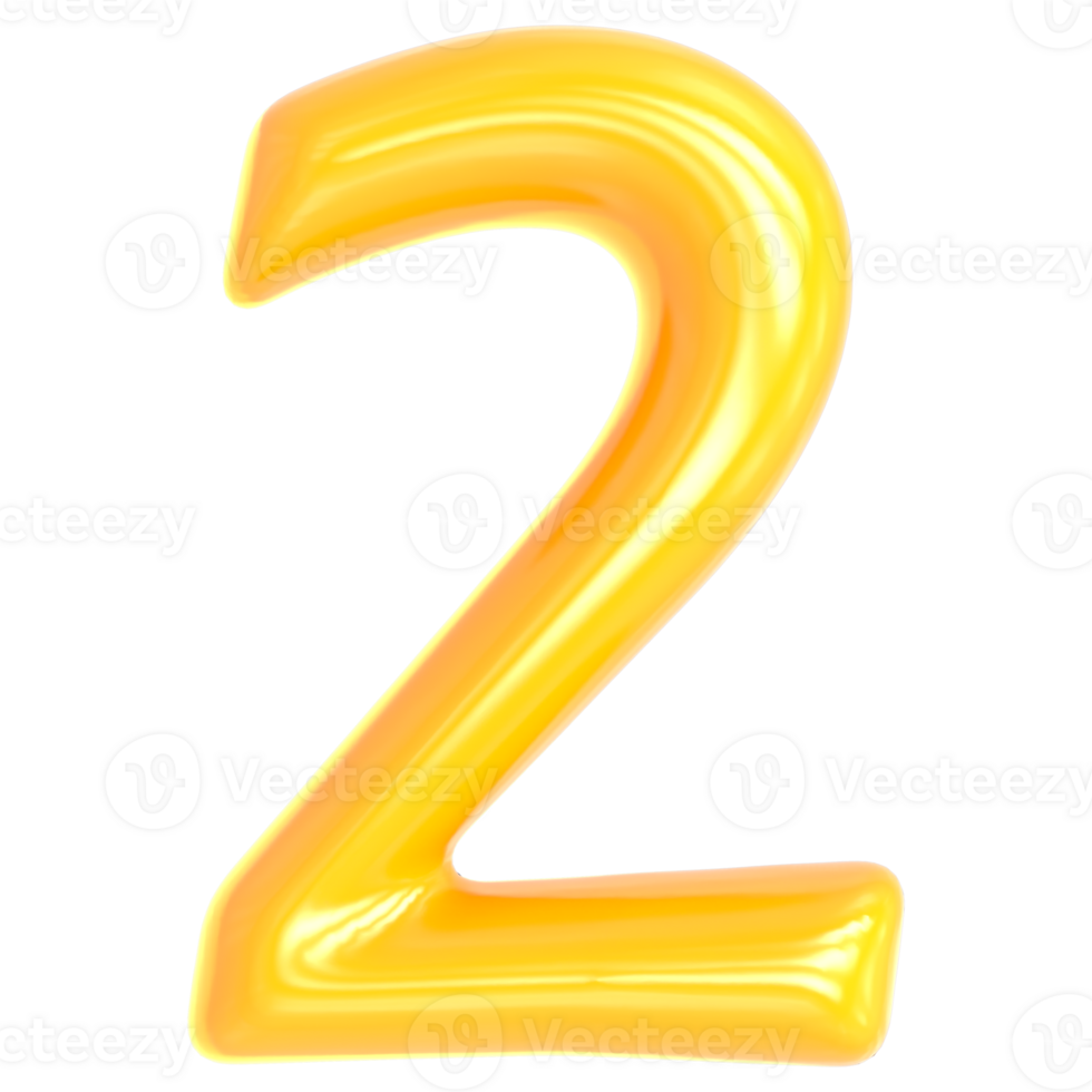 Gold Number 2 3D Render png