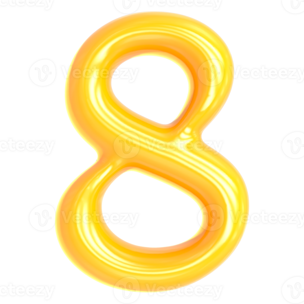 Gold Number 8 3D Render png