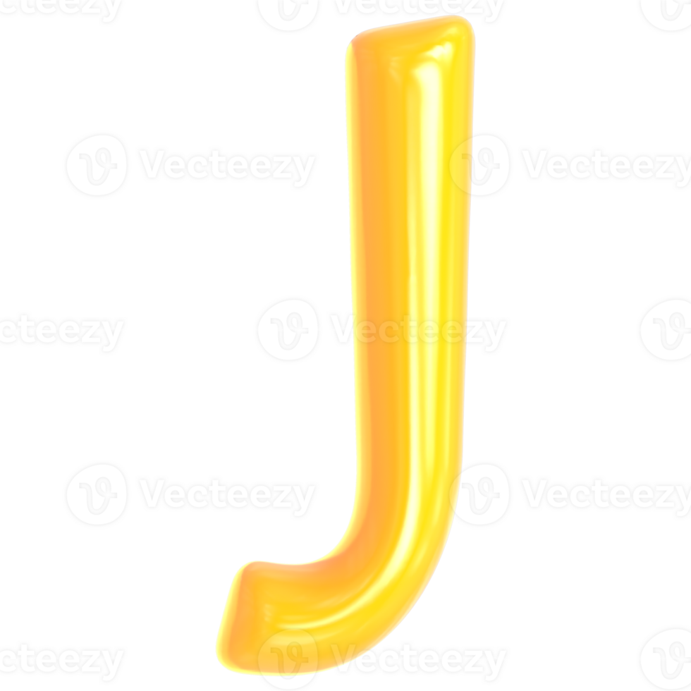 Gold Font J 3D Render png