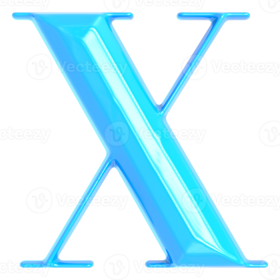 Blue Font X 3D Render png