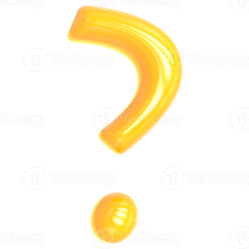 Gold Question Mark 3D Render png
