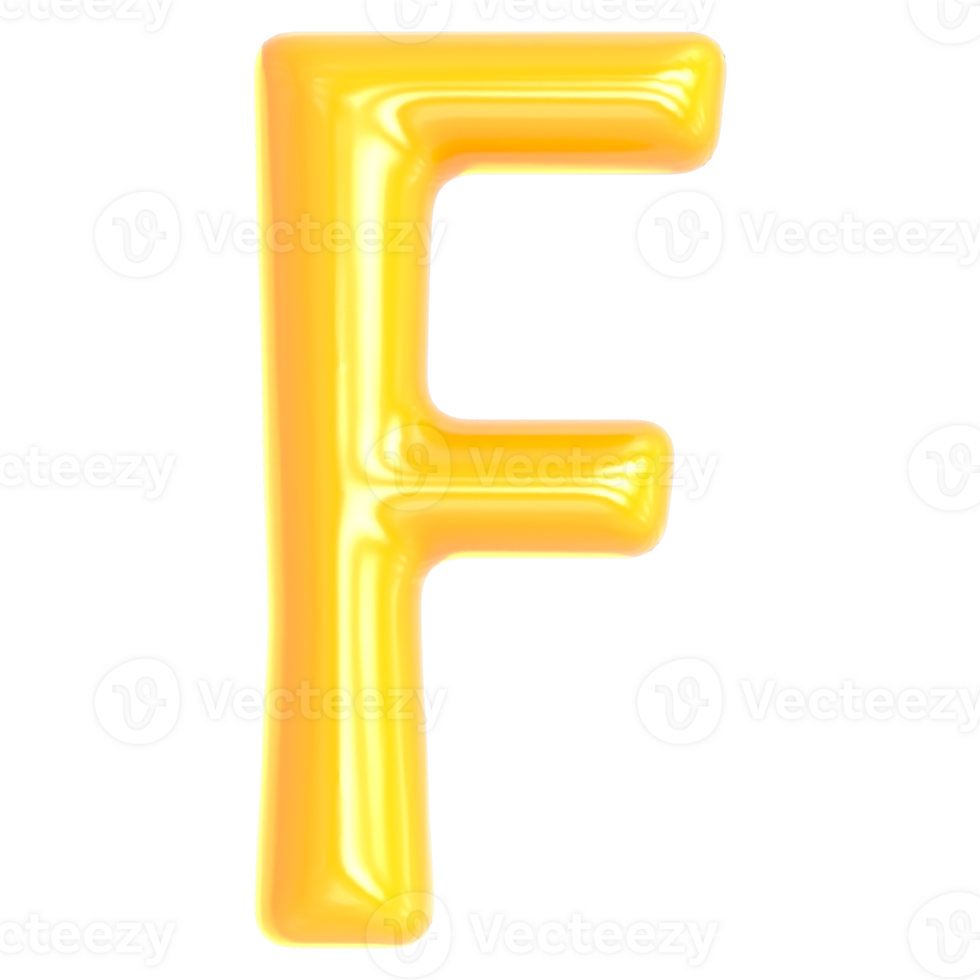 Gold Font F 3D Render png