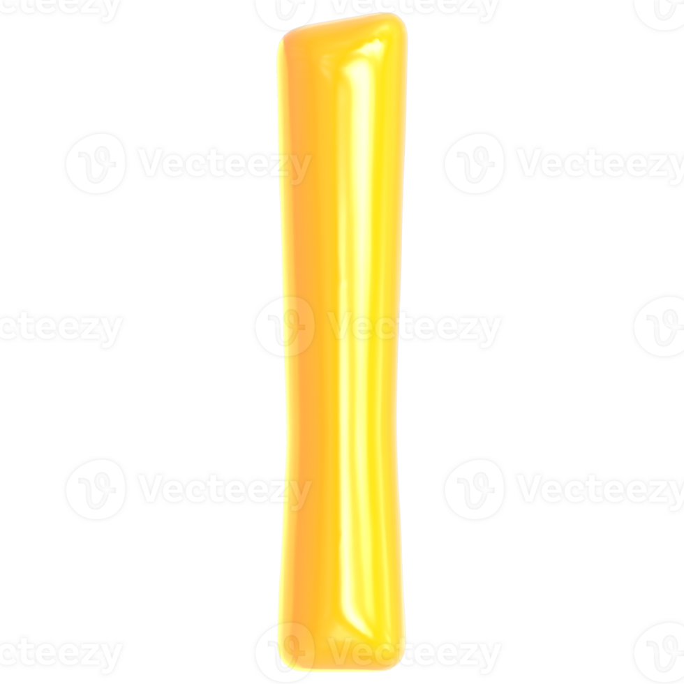 Gold Font I 3D Render png