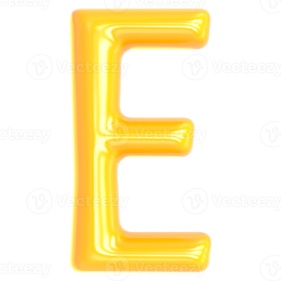 Gold Font E 3D Render png