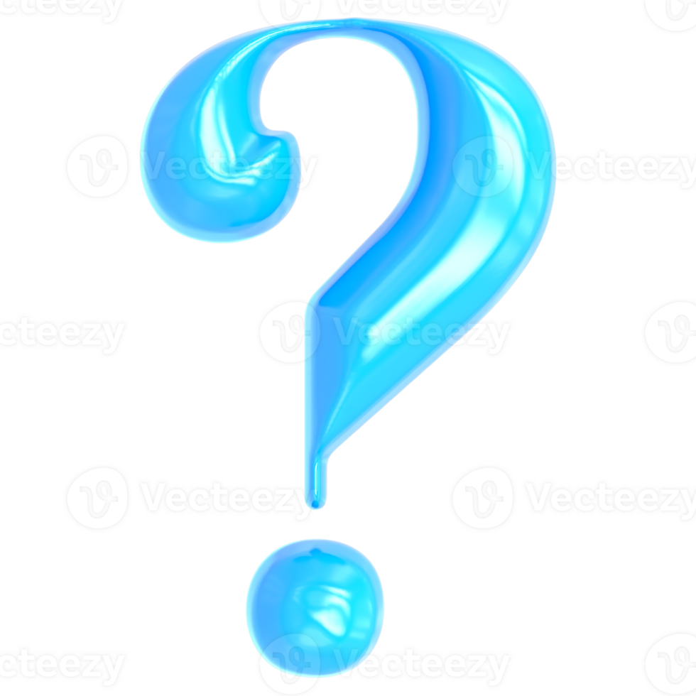 Blue Question Mark 3D Render png