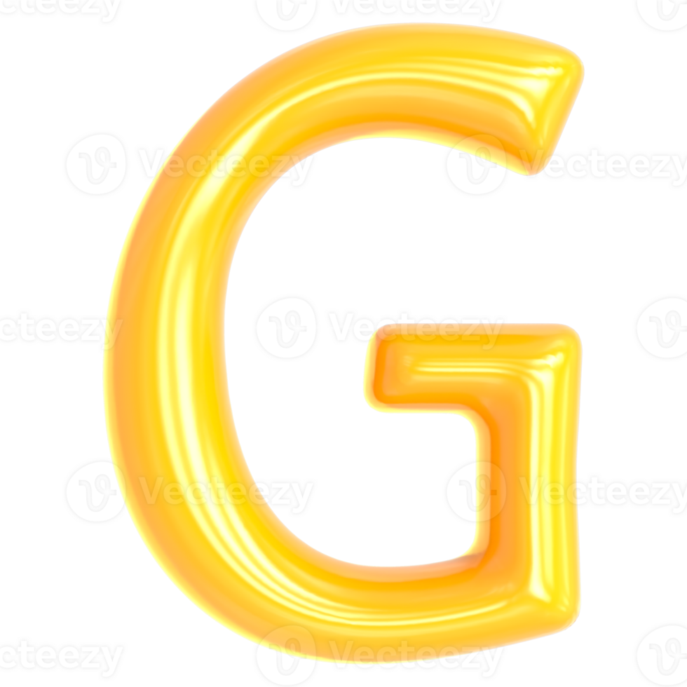 Gold Font G 3D Render png