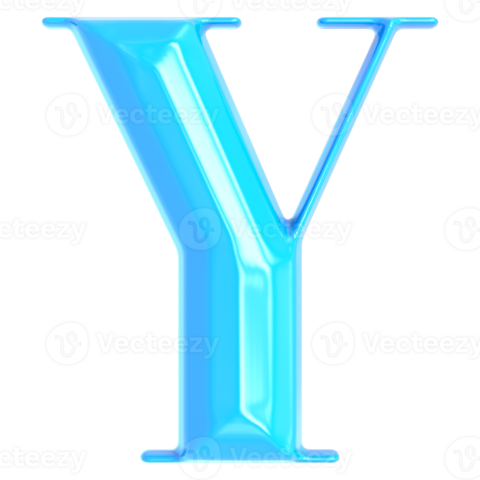 Blue Font Y 3D Render png