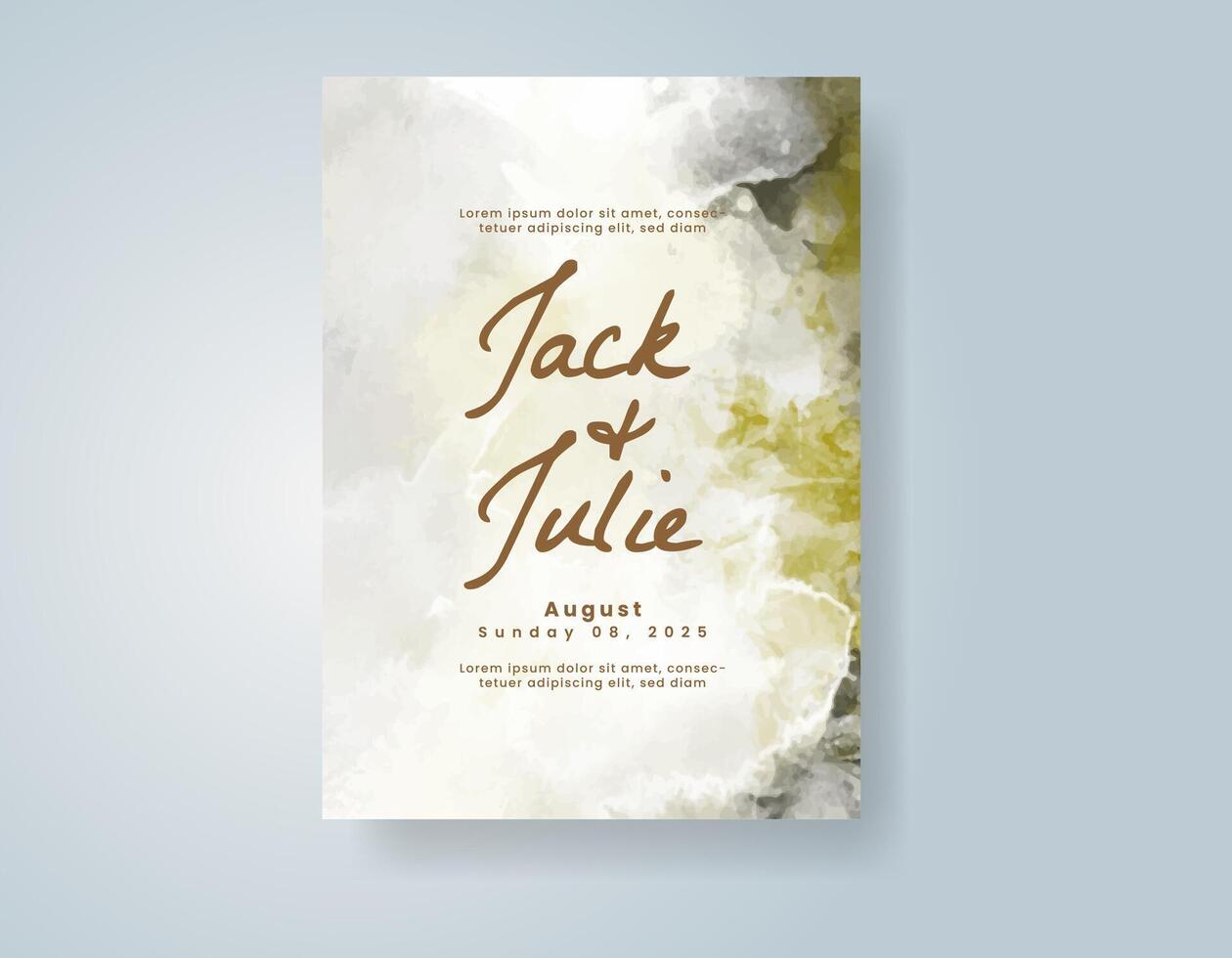 Wedding invitation with abstract watercolor background vector