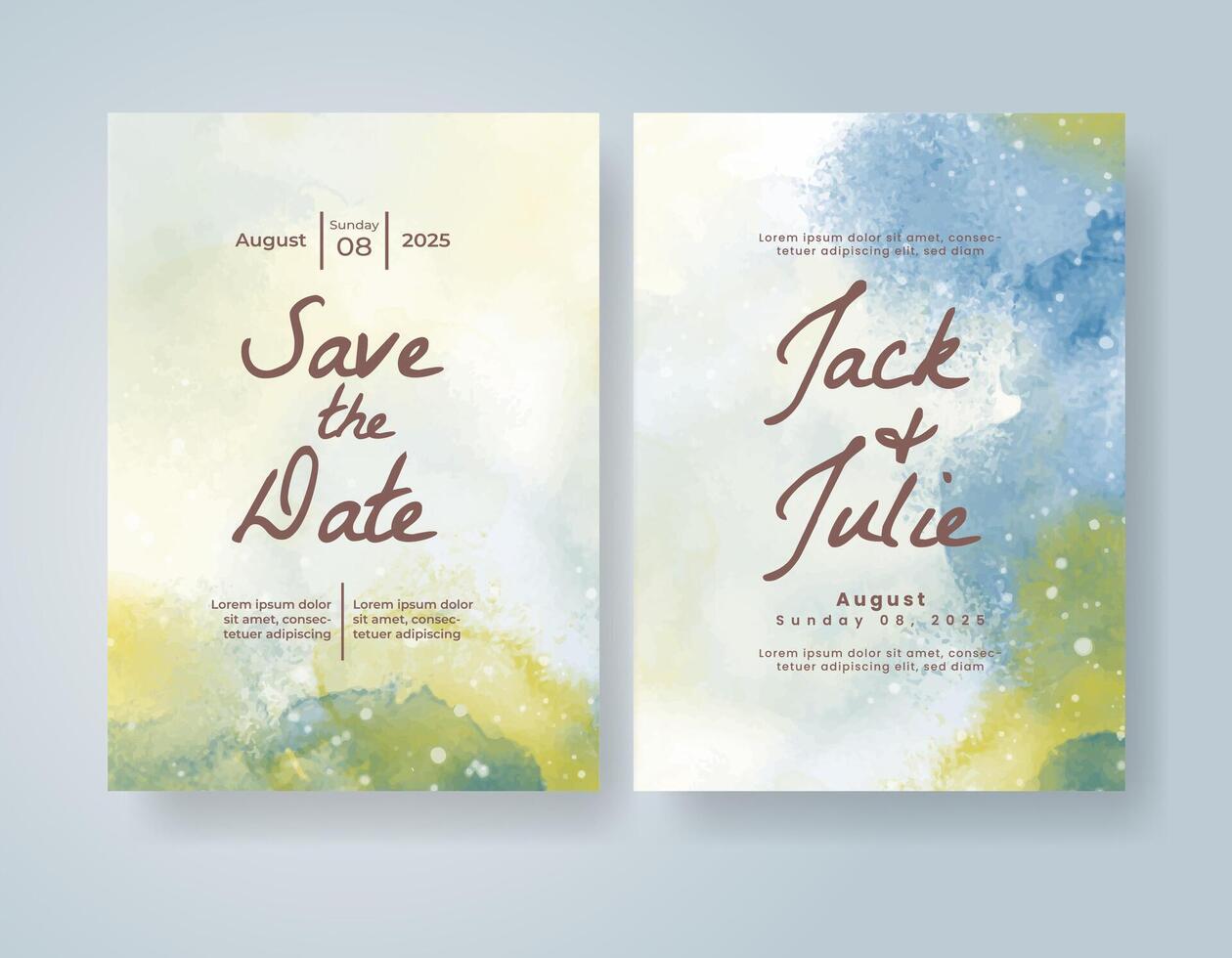 Wedding invitation with abstract watercolor background vector