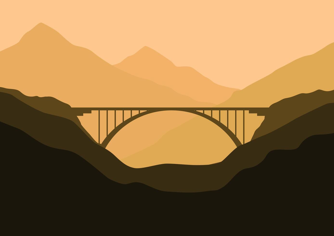 Nature landscape with bridge. Illustration in flat style. vector